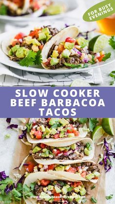 Beef Barbacoa Tacos – Slow Cooker on a plate. Slow Cooker Beef Barbacoa, Tacos Slow Cooker, Beef Barbacoa Slow Cooker, Barbacoa Tacos, Amazing Slow Cooker Recipes, Beef Barbacoa, Slow Cooker Meal, Taco Filling, Mexican Side Dishes