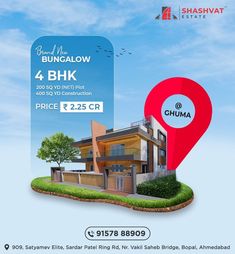 an advertisement for a real estate in bungaglow, 4 bhk