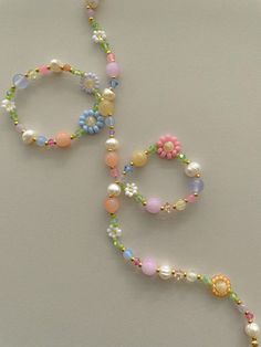 Paisley Necklace Delicate Spring Flower Necklace Dainty Seed Bead Crystal Jewelry - Etsy Seed Bead Patterns Necklaces, Pastel Bead Necklace, Handmade Necklaces Beads, Paisley Necklace, Preppy Jewelry, Beading Jewelery, Spring Accessories