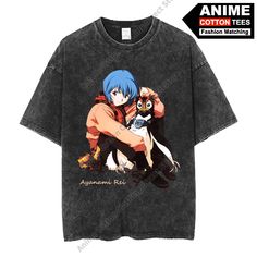 an anime t - shirt with the image of two people hugging and one is holding a cat