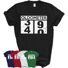 an oldometerer shirt with the number 519 on it and four different colors