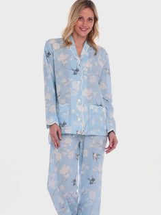 100% Cotton Women’s Pajamas - Heidi Carey Elegant Light Blue Sleepwear For Loungewear, Light Blue Feminine Sleepwear For Spring, Feminine Light Blue Sleepwear For Spring, Chinoiserie Paintings, Pjs Pants, Best Pjs, Flannel Robe, Matching Robes, Pajamas Sets