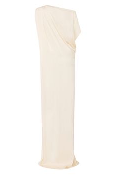 An elegant option for any special occasion, the Ardea Draped Dress in Pearl is crafted from a fluid rayon viscose blend with a hammered satin finish, chosen for its elegant drape. This statement column dress can be worn on or off the shoulder and features flattering draping at the shoulder and waist with a front split. Luxury fabric sustainably made in Europe.