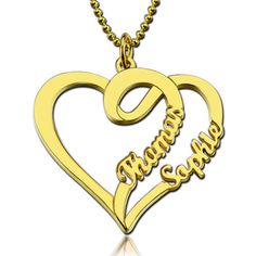 Customized Gold Heart Necklace For Mother's Day, Customized Gold Double Heart Necklace, Gold Heart Necklace With Name For Mom, Gold Double Heart Name Necklace For Mother's Day, Yellow Heart-shaped Jewelry For Valentine's Day, Gold Heart Necklace With Name For Mother's Day, Gold Heart Necklace With Name For Valentine's Day, Gold Heart Pendant Name Necklace For Valentine's Day, Yellow Heart-shaped Jewelry For Mother's Day