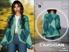 the cardigan is designed to look like it has an argyle pattern on its sleeves