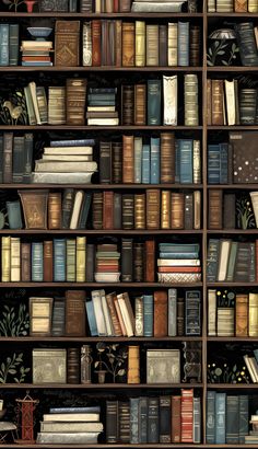 a book shelf filled with lots of books