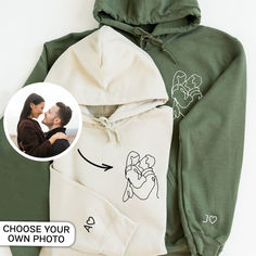 Custom Embroidered Portrait Hoodie from Photo, Personalized Couple Portrait Outline Hoodie Hoodie Matching Couple, Matching Couple Gifts, Embroidered Portrait, Hoodie Personalized, Couple Portrait, Matching Couple, Couples Hoodies, Personalized Couple, Portraits From Photos