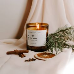 Sweet Water Decor Cozy Season 11 oz Soy Candle Fall Candles Aesthetic, Christmas Candles Aesthetic, Candle Pics, Bicycle Aesthetic, Candle Photography Ideas, Fall Scented Candles, Candle Photoshoot, Winter Candles, Candle Photography