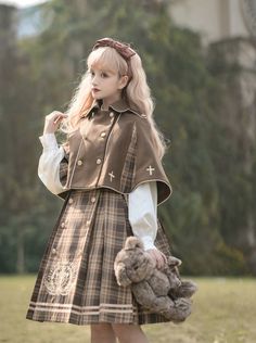 ❤︎ Bow tie color volume sleeve check dress + cross check cape coat ❤︎


 
Setup unit (cm)
 cape coat
 S.
 Length 44
 M.
 Length 45
 L.
 Length 46


 one piece
 S.
 Length 101 Bust 92 Shoulder width 36 Sleeve length 64 Waist 76
 M.
 Length 103 Bust 96 Shoulder width 37 Sleeve length 65 Waist 80
 L.
 Length 105 Bust 100 Shoulder width 38 Sleeve length 66 Waist 84 Crochet Caplet, Kimono Style Tops, Polka Dot Headband, Pink Kimono, Male Characters, Jumper Skirt, Bow Tie Collar, Check Dress, Cape Coat