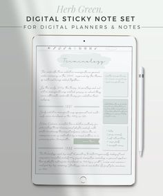 the digital sticky note set for digital planners and notes is shown with a pen on top