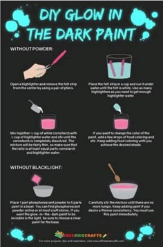 how to make glow in the dark paint with pink and blue colors on black background