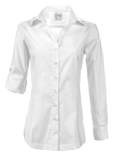 Our "Joey" Shirt is our semi-fitted basic. Can be worn in or out and is long enough to cover the "bum" Casual yet tailored white button down shirt for women in a crisp, high thread count cotton/spandex blend Button front, long sleeve can be rolled and tabbed to 3/4 sleeve 60% cotton / 35% Polyester / 5% Spandex Semi-fitted shape Hand or machine wash Made in USA Style # 1977017 Button Down Shirt For Women, White Button Shirt, Poplin Blouse, Tattoo Girl, Shirt Tucked In, White Button Down Shirt, White Button Down, Roll Up Sleeves, White Shirt Dress