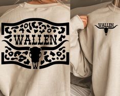 two women wearing sweatshirts with the words'walen'and an animal skull on them