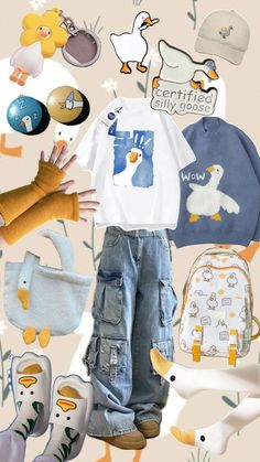 Duck Dress Up, Duck Outfit Aesthetic, Silly Outfit Ideas, Fish Themed Outfit, Goofy Outfit Ideas, Hobi Core Aesthetic Outfits, Jumino Core Clothes, Wholesome Outfits, Weird Core Outfits