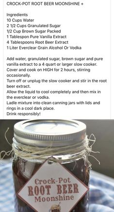 the recipe for crock pot moonshine is shown