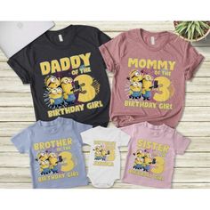 Minion Shirts, Minions Birthday, Matching Birthday Shirts, Minion Birthday Party, Matching Family Shirts, Matching T Shirts, Girls Sister, Minion Birthday, Family Shirts Matching