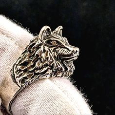 Rare Find! Vintage Otto Wolf Head Ring 2 Stones For Both Eyes 925 Size 11 Fast Shipping! 5 Star Seller! Sustainable Business Smoke Free Environment Bundle And Save 10% All Offers Considered Thank You For Shopping Souls Pleasure Questions? Leave A Comment Below Eyes Ring, Silver Wolf, Head Ring, Wolf Head, Sustainable Business, Eye Ring, Mens Accessories Jewelry, 5 Star, Ring Size