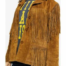 Women's Fringe Leather Jacket Brown Suede Leather Jacket Ladies Leather jacket Description: 100% Suede Leather Type: Jacket Closure: Buttons Occasion: Casual Manufacturer Color: Brown Modified Item: No Material: Suede Lining Material: Polyester Size Type: Regular Accents: Fringe Country/Region of Manufacture: Pakistan Department: Women Style: Western Outer Shell Material: Suede Season: All Product Line: Western Jacket Theme: Western Take your measurements and refer to the size chart before you o Ladies Leather Jacket, Brown Suede Leather Jacket, Tassel Jacket, Leather Jacket Brown, Party Jackets, Festival Jacket, Fringe Leather Jacket, Suede Leather Jacket, Western Jacket