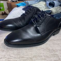 Brand New Never Worn Black Men Size 11.5 Black Snip Toe Dress Shoes For Office, Fitted Black Dress Shoes With Branded Insole, Fitted Black Dress Shoes For Business Casual, Black Snip Toe Shoes For Derby, Black Plain Toe Dress Shoes For Business Casual, Shoes Color, Cole Haan Shoes, Wearing Black, Cole Haan