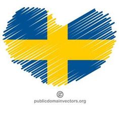 the flag of sweden is drawn in the shape of a heart