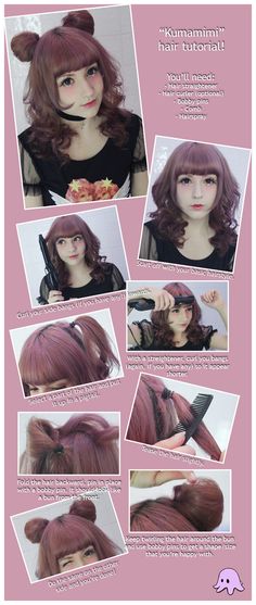 Kawaii hairstyle (credits to the owner) Hairstyle Tutorial, Anime Hair, Asian Hair, Pusheen, About Hair