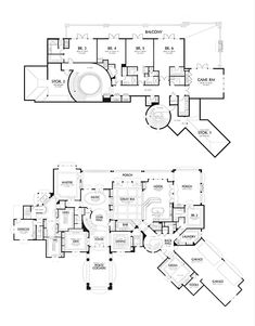 the floor plan for this luxury home is shown in black and white, with two separate rooms