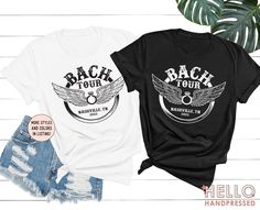 "It's going to be a good night with our \"Bach Tour\" shirts! Each shirt is sold separately. To create a set, add each item to your cart one at a time. Select from 4 different adult shirt styles, kids sizes, or tote bags! We stock unisex crew-neck tees, women's v-neck shirts, flowy tank tops, and unisex sweatshirts for adults, in a variety of colors. We custom design, print, and carefully ship everything you see in our shop from our warehouse in Spokane Valley, WA. All of our items are printed o Bach Tour Shirt, Bachelorette Band Tee, Punk Rock Bachelorette Party, Rock Bachelorette Party, Rock And Roll Bachelorette Party, Rock And Roll Bachelorette, Austin Bachelorette, Bachelorette Party Tees, Bachelorette Tshirts