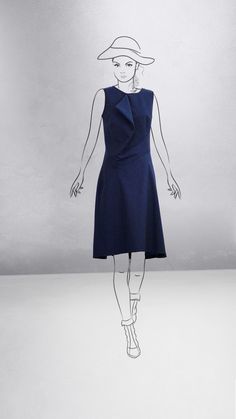 Unique denim dress with a draped front. Austrian Design.