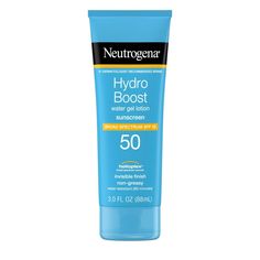 Neutrogena Hydro Boost Moisturizing Sunscreen Lotion, SPF 50, 3 fl. oz. (Packaging may vary) DESCRIPTION: Add SPF to your new skincare routine. Neutrogena Hydro Boost Water Gel Moisturizing Sunscreen Lotion with Broad Spectrum SPF 50 delivers superior broad spectrum UVA/UVB protection and hydration with a water-light, refreshing feel. This water-resistant sunscreen lotion for face & body leaves skin looking healthy and moisturized for up to eight hours without any greasy residue or white marks. Neutrogena Hydro Boost Water Gel, Hydro Boost Water Gel, Moisturizing Sunscreen, Gel Sunscreen, Anti Aging Skincare Routine, Hydro Boost, Daily Sunscreen, Neutrogena Hydro Boost, Best Sunscreens