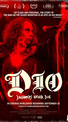 a movie poster for the film d o d, featuring an image of a man with long hair on stage