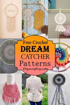 crochet dream catcher patterns with text overlay that says free crochet dream catcher pattern