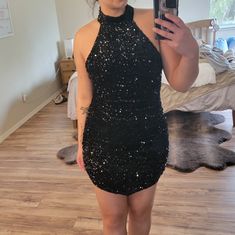 Brand New With Tags No Flaws Black, Soft Sequins Throughout Mini Halter No Padding Black Stretch Mini Dress For Prom, Black Sequin Mini Dress, Topshop Dresses, Sequin Mini, Sequin Mini Dress, Black Sequins, Colorful Dresses, Topshop, Size 4