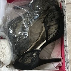 These Beautiful Black Floral Laced Heels Are Nwt. Never Worn And Ready To Be Worn. Comfortable Classy Heels. Can Be Dressed Up Or Dressed Down. No Smoking/Animals Home. Black Lace Heels With Round Toe, Black Lace Heels For Party, Black Lace Party Heels, Lace Heels For Night Out, Black Lace Heels For Night Out, Lace High Heels For Night Out, Laced Heels, Event Shoes, Classy Heels