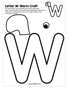 the letter w is for worm craft with an image of a worm in it's mouth