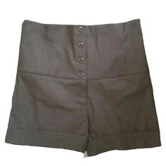 New With Tags Size Large . Taupe/ Brown Ladies Shorts. High Waisted. . 3" Zipper Plus 4 Button Closure. Waist Side To Side 15". Length 15". High Waisted 7". Inseam 4". Side To Side Leg Cuff 11". Leg Cuff Flap Over 2" Rayon , Nylon, Spandex. (Stretchable). These Shorts Makes The Curvesstand Out. ....Bundle And Save On Shipping Cost T2 Clo Green Bin Fitted Bottoms With Button Closure And Short Inseam, Workwear Bottoms With Buttons In Short Length, Short Length Bottoms With Buttons For Work, Fitted Buttoned Shorts, High-waisted Shorts For Work With Button Closure, High Waist Workwear Shorts With Buttons, Fitted High-waisted Shorts With Button Closure, Workwear Shorts With Button Closure, Summer Fitted Bottoms With Rolled Hem