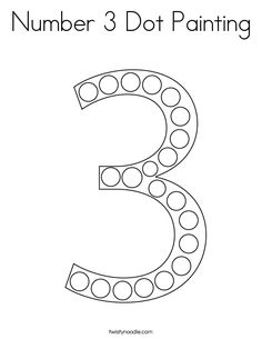 the number 3 dot painting worksheet for kids to color and practice numbers with