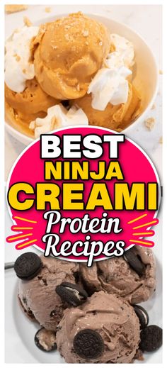 the best ninja cream protein recipe is shown in this advertisement for an ice cream shop