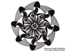 an image of a black and white circular design on a white background with the words, `