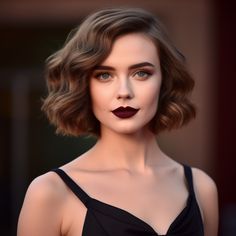 Hollywood Glam Waves Formal Hair For Bob Haircut, Hollywood Glam Bob, Brushed Out Curls Short Hair, Curls In Short Hair Bobs, Bob Elegant Hairstyle, Old Hollywood Bob Hairstyles, Old Hollywood Short Hairstyles, Bob Hollywood Waves, Soft Waves Shoulder Length Hair