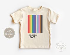 Colors of Love Toddler Shirt LGBTQ Rainbow Kids Shirt Cute Pride Month Natural Kids Shirt - Etsy White Graphic Design Top As A Gift, White Graphic Design Top For Gift, White Graphic Design Top As Gift, Graphic Design White Top As Gift, Cute Multicolor Screen Print Shirt, Natural Kids, Lgbtq Rainbow, Toddler Size Chart, White Onesie