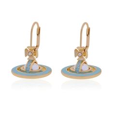 With a drop-effect silhouette, the gold-tone Simonetta earrings showcase a three-dimensional orb motif in the centre of the design. Fitted with glass-based Swarovski pearls, they are finished with hand-painted turquoise  enamel detailing. Come with Vivienne Westwood pouch:) Vivienne Westwood Jewellery, Crystal Orb, Pendent Necklace, Crystal Stud Earrings, Silver Band Ring, Swarovski Pearls, Stud Earrings Set, Cute Earrings, Vivienne Westwood