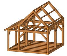 a wooden frame house is shown with the roof trusss on it's sides