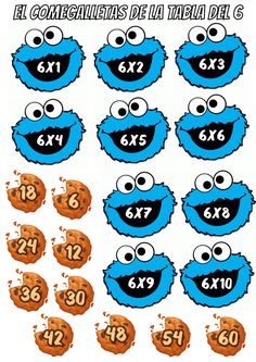 the cookie monster numbers are shown in spanish