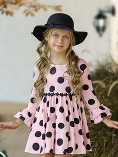 Cute Polka Dot Dress With Ruffles, Polka Dot Long Sleeve Dress With Ruffles, Fall School, Matching Costumes, Kids Dress Up, Ruffled Dress, Lightweight Dress, School Photos, Waist Dress