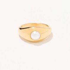 The delicate pearl and simple band design create a look that is both timeless and stylish. Made with high-quality materials, this ring is durable and long-lasting, ensuring that it will be a cherished addition to your jewelry collection for years to come. Perfect for dressing up any outfit, this ring is a must-have for any fashion-conscious individual. Simple Band, Band Design, Dressing Up, Pearl Ring, Fresh Water, Freshwater Pearls, Cubic Zirconia, Jewelry Collection, 18k Gold