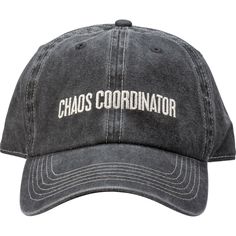 Primitives by Kathy Socks & Tees Baseball Cap - Chaos Coordinator Chaos Coordinator, Gag Gifts Funny, Funny Hats, Primitives By Kathy, Cotton Hat, White Embroidery, Gag Gifts, Ball Cap, Bandanas