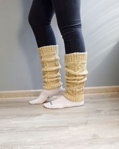 These beautiful traditional hand-knitted wool leg warmers are made to keep your feet warm and healthy during the cold winter days. They are thick and perfect for cold weather. You can wear them as home socks, for yoga, or put them on with your winter shoes as boot covers. Material: 100% natural sheep wool yarn! Natural sheep colors.  One size: Length - 40 cm Width - 12 cm measured on flat up to 16 cm stretching. If you need a different measurement, please be welcome to contact me. Discounts: Buy Cozy Knitted Socks For Fall, Cozy Hand Knitted Socks For Fall, Handmade Cozy Socks For Fall, Winter Knitted Acrylic Socks, Thick Knitted Acrylic Socks, Hand Knitted Fitted Casual Socks, Casual Hand Knitted Fitted Socks, Casual Fitted Hand Knitted Socks, Handmade Cozy Winter Socks