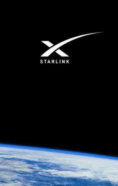 the logo for starlink is shown above earth