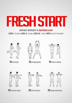 a poster with instructions for how to do fresh start in different poses and numbers on it