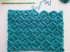 the crochet pattern is being worked on